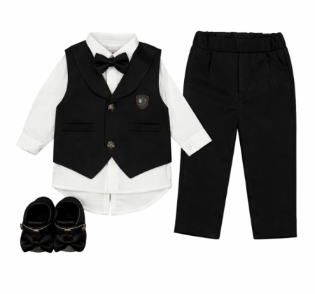 Costum botez - Set cadou, 0-3 luni, cu emblema