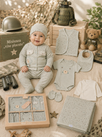 Hainute bumbac organic - Set cadou 10 piese pentru nou nascuti, Bumbac Organic, Bebe in misiune, Vernil