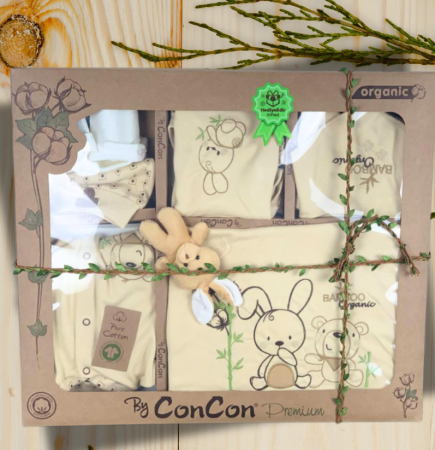 Set cadou 10 piese pentru nou nascuti, Bumbac Organic, Bear [1]
