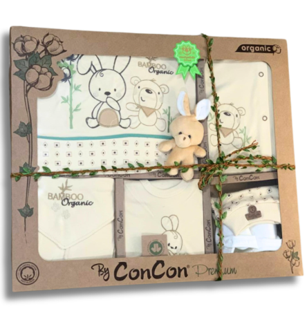 Set nou nascut - Set cadou 10 piese pentru nou nascuti, Bumbac Organic, Bear