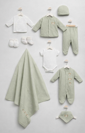 Costumase toamna-iarna - Set cadou 10 piese pentru nou nascuti, Bumbac Organic, Luxury Bear