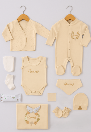 Costumase toamna-iarna - Set cadou 8 piese pentru nou nascuti, Bumbac Organic, Princess
