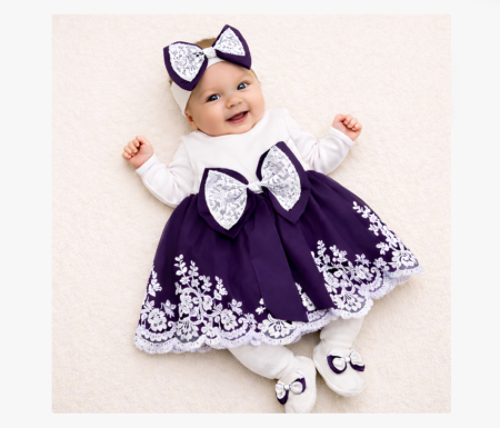 Costumase toamna-iarna - Set cadou, Rochita cu dantela, Mov