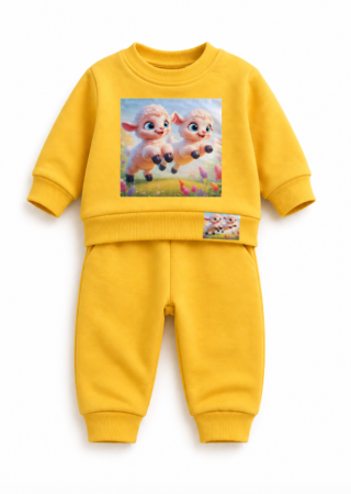 Haine bebe baietei - Set compleu, 2 piese, iezisori care zburda, Galben