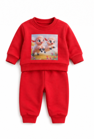 Haine bebe fetite - Set compleu, 2 piese, iezisori care zburda, Rosu