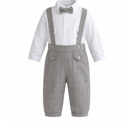 Costum botez - Set costum cu bretele