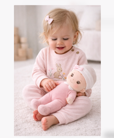 Set nou nascut - Set costumas, 2 piese, Iepuras cu floricele