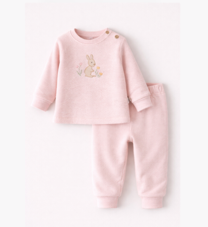 Costumase primavara-vara - Set costumas, 2 piese, Iepuras cu floricele