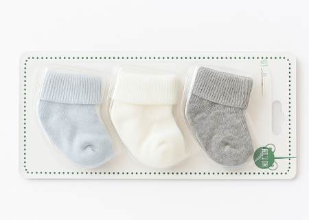 Set de 3 perechi de Șosete simple pentru bebeluși, 0-3 luni, gri, alb si albastru [1]