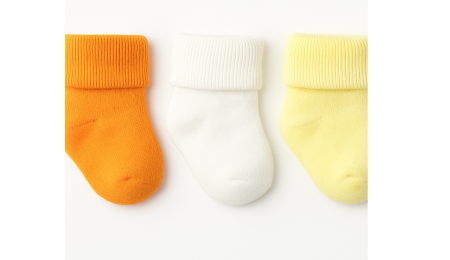 Haine bebe fetite - Set de 3 perechi de Șosete simple pentru bebeluși, 0-3 luni, portocaliu, alb si galben