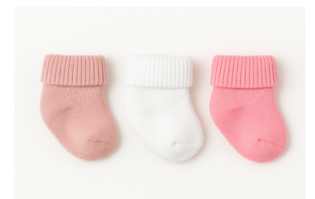 Haine bebe fetite - Set de 3 perechi de Șosete simple pentru bebeluși, 0-3 luni, roz, alb si roz pudra