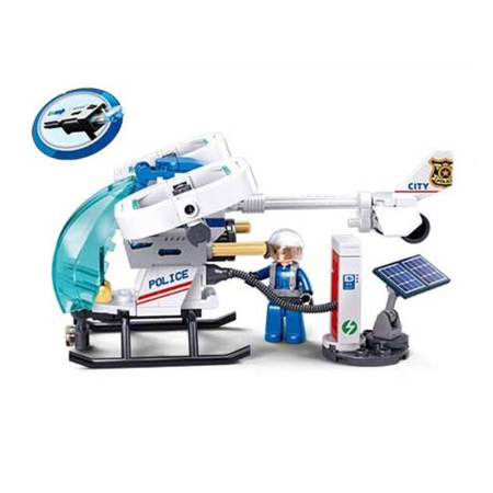 Puzzle si jocuri de construit - Set de constructie Metropolis, 135 piese, Patrula aeriana - Sluban