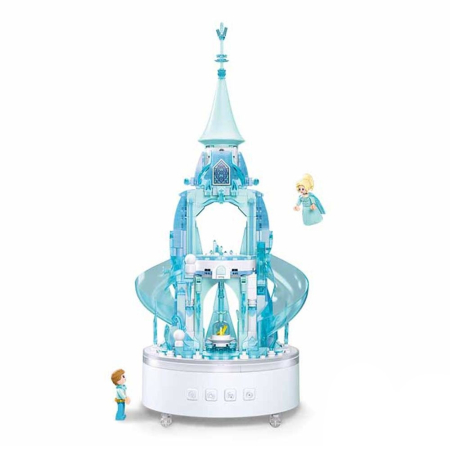 Puzzle si jocuri de construit - Set de constructie Music Box, 420 piese, Castelul de gheata - Sluban