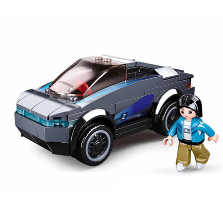 Puzzle si jocuri de construit - Set de constructie Town, 136 piese, Masina electrica - Sluban