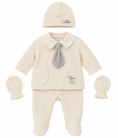 Hainute bumbac organic - Set Elegant pentru Bebeluși din Bumbac Organic – 5 Piese „Little Explorer”, 50-52 cm