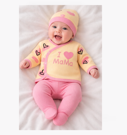 Costumase primavara-vara - Set hainute, 0-3 luni, I Love mama, Roz