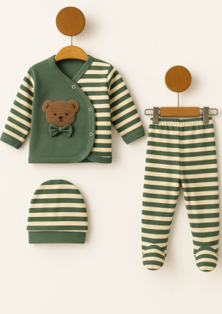 Haine bebe baietei - Set hainute, 0-3 luni, Ursulet cu papion