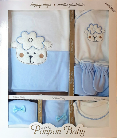 Set nou nascut - Set hainute Bebelus 0-3 luni, Model oita, Albastru, 10 piese, Bubu Still