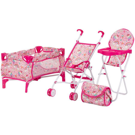 Carucioare papusi - Set jucarii pentru papusi Chipolino Trixy 3 in 1 unicorn