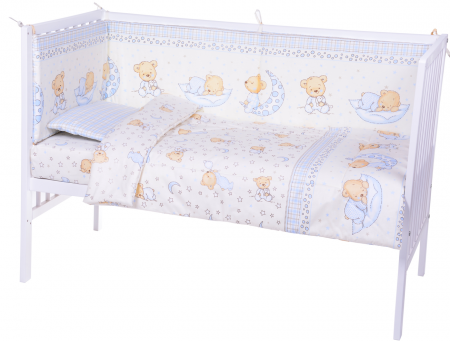 Lenjerii 7 piese - Set lenjerie 7 piese bumbac Beberoyal, pentru saltea de 120 x 60 cm, ambalata in gentuta transport