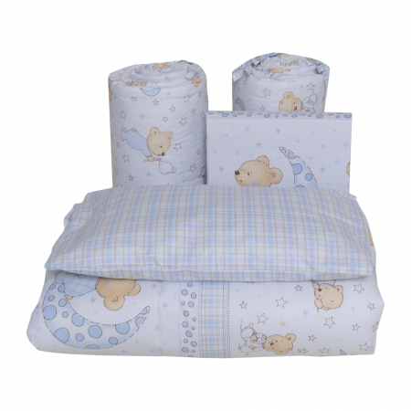 Set lenjerie bumbac 3 piese pentru saltea de 140 x 70 cm, Bear Dreams Alb, Beberoyal [2]