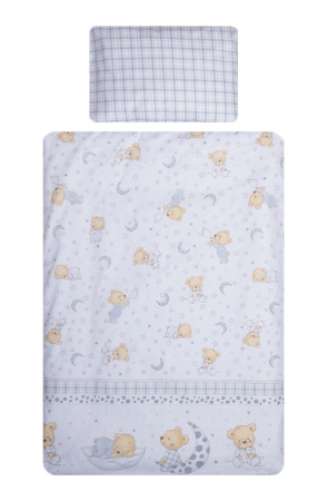 Lenjerii 3 piese - Set lenjerie bumbac 3 piese pentru saltea de 140 x 70 cm, Bear Dreams Alb, Beberoyal