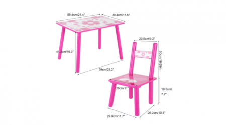 Set masuta cu scaunele, 59x39x40 cm, roz ciclame [3]