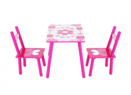 Set masuta cu scaunele, 59x39x40 cm, roz ciclame [2]