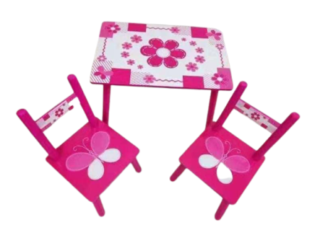 Mobilier camera copii - Set masuta cu scaunele, 59x39x40 cm, roz ciclame