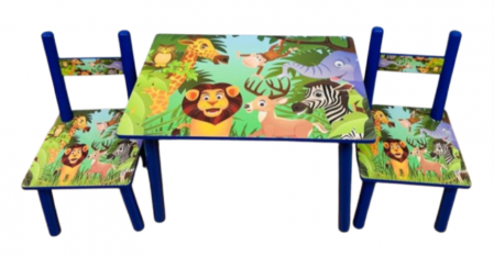 Birou copii - Set masuta cu scaunele, 59x39x40 cm, Turcoaz