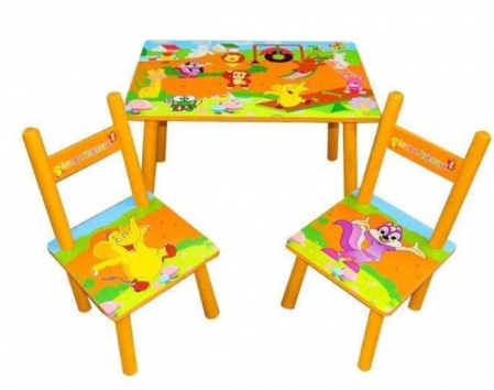 Mobilier camera copii - Set masuta cu scaunele, 59x39x40 cm, Portocaliu