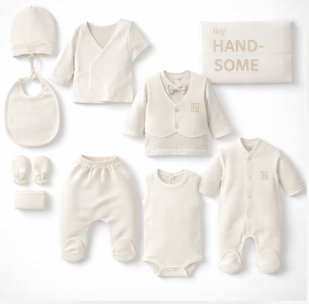 Haine bebe baietei - Set maternitate, 10 piese, alb