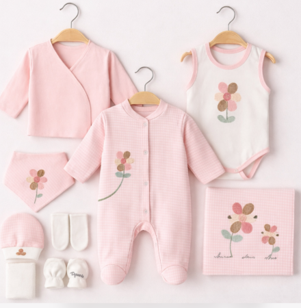 Costumase toamna-iarna - Set maternitate, 10 piese, model flori de camp