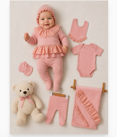 Costumase toamna-iarna - Set maternitate, cu broderie, roz