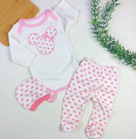 Costumase primavara-vara - Set nou nascut, 3 piese, Stil Minnie