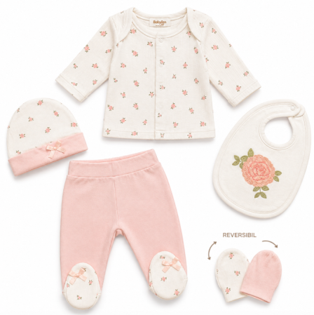 Set nou nascut - Set nou nascut, 4 piese, Roz