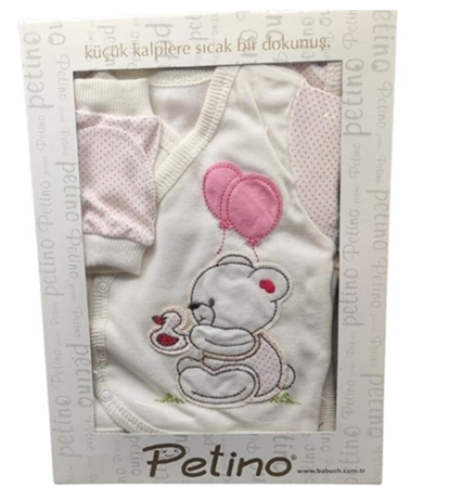 Set nou nascut - Set nou nascut,5 piese,la cutie cadou,ursulet roz