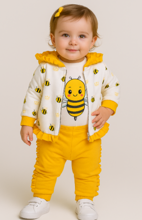 Set pentru bebeluși, compleu din trei piese cu volanas, albinuta [1]