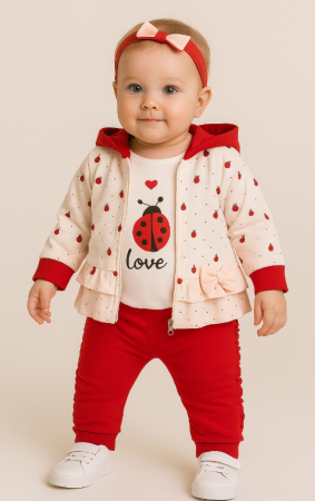 Set pentru bebeluși, compleu din trei piese cu volanas, model gargarita [1]