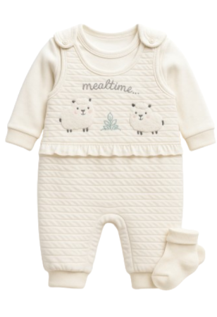 Haine bebe fetite - Set Salopeta Brodata cu ciorapei