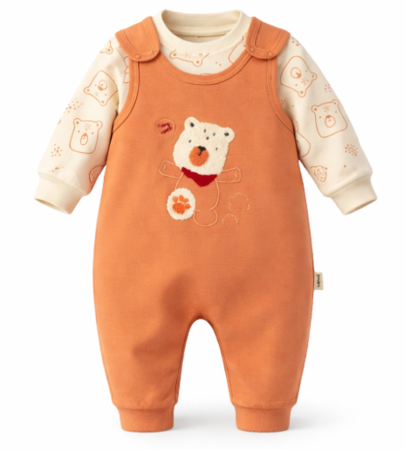 Costumase toamna-iarna - Set salopeta si bluza, Caramiziu, Zoo Friends