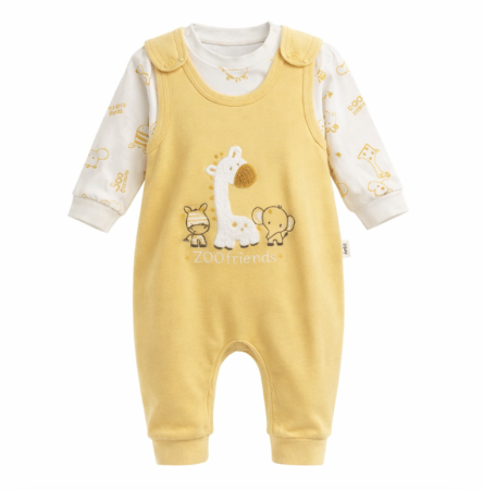 Costumase toamna-iarna - Set salopeta si bluza, Galben, Zoo Friends