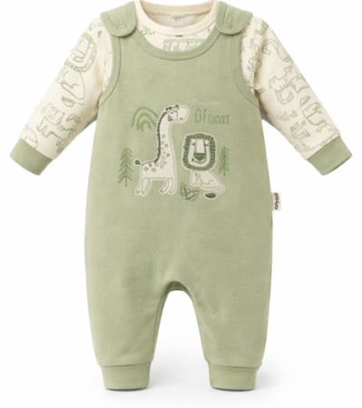 Set nou nascut - Set salopeta si bluza, Verde olive