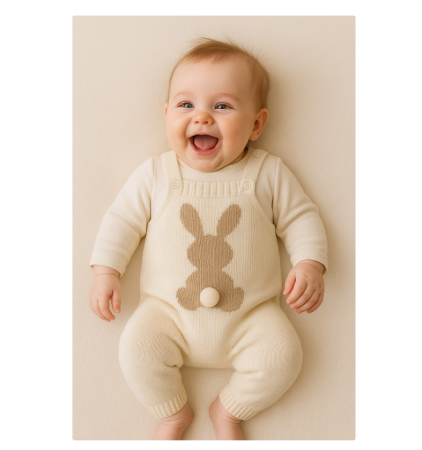 Set salopeta tricotata si bluzita, cu pomponel [1]