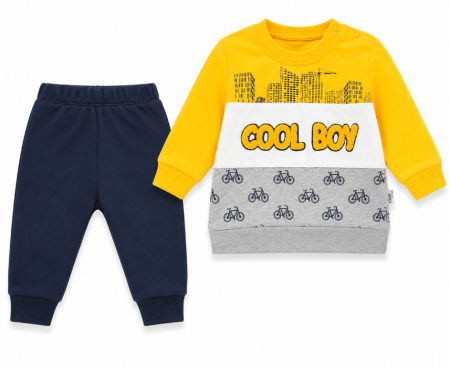 Costumase vara-primavara - Set trening pentru copii – bluză și pantaloni, Model biciclete, Galben