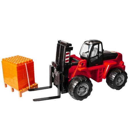 Masinute si trenulete - Stivuitor+Palet Cuburi - PowerTruck,dimensiune mare, 48x22x23 Cm, Wader