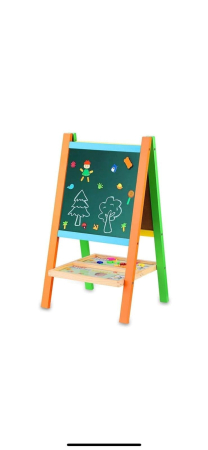 Jucarii tip Montessori - Tabla din lemn,2 fete,cu suport,magnetica,accesorii,Dimensiune 65x37 cm