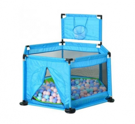 Centre de activitati - Tarc, de joaca, cu 40 bile colorate, cu cos de baschet, albastru