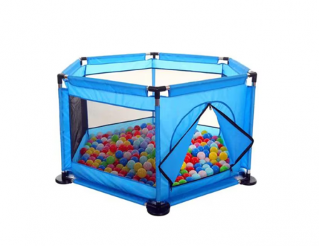 Centre de activitati - Tarc pentru Bebe, cu 30 de bile multicolore, dimensiune 128 x 113 x 65cm, albastru