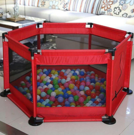 Tarc pentru Bebe, cu 30 de bile multicolore, dimensiune 128 x 113 x 65cm, rosu [2]